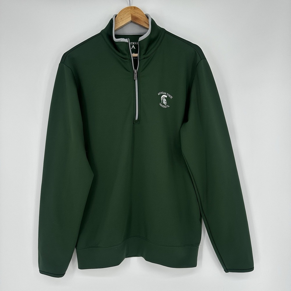 Antigua quarter-zip pullover Green medium Michigan State University Spartan